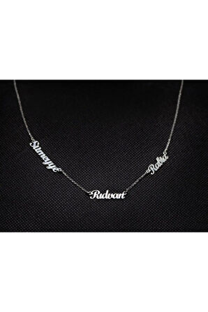 Üç İsimli Kadın Gümüş Kolye Zincir
