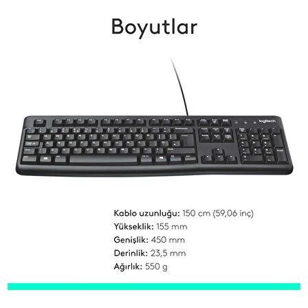 Logitech K120 Q Almanca Kablolu Klavye - Siyah
