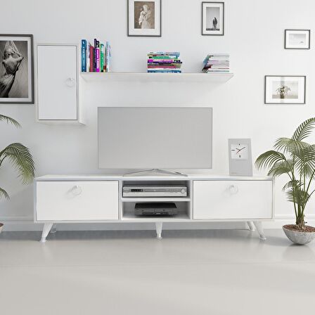 MOBİLYA GEZEGENİ Directory Tv Ünitesi Beyaz Gümüş 160 Cm