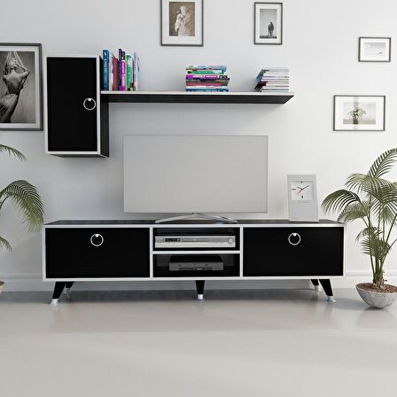 MOBİLYA GEZEGENİ Directory Tv Ünitesi Siyah Gümüş160 Cm
