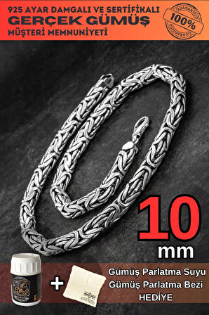 10mm Yuvarlak Kral Model 925 Ayar Erkek Gümüş Kolye Zincir 246266144