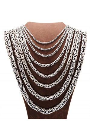 10mm Yuvarlak Kral Model 925 Ayar Erkek Gümüş Kolye Zincir 246266144