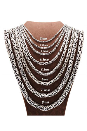 Erkek Gümüş Kolye - 9mm Yuvarlak Kral Model 925 Ayar Erkek Gümüş Kolye Zincir 246266144