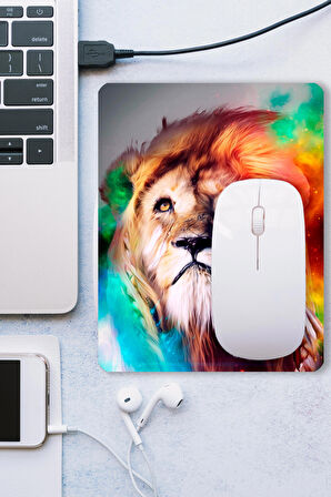 Aslan Desenli Kaydırmaz Gaming Oyuncu Masaüstü Dikişsiz Mouse Pad/Ped (Mouse Altlığı) 17x21cm