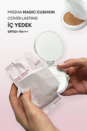 Yüksek Kapatıcı Yarı Mat SPF50+ PA+++ Fondöten İç Yedek 15g Magic Cushion Cover Lasting No.23