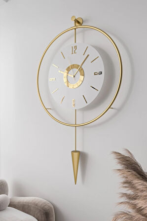 Kadranlı - Masippi Kristal Gold - Büyük Boy(50X90CM) (PİLLİ LED) , Metal (MOBİLYA) Duvar Saati