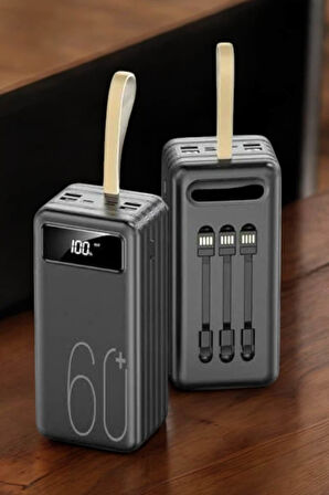 Taşınabilir 60.000 mAh Powerbank 4 USB Çıkışlı Dijital Göstergeli