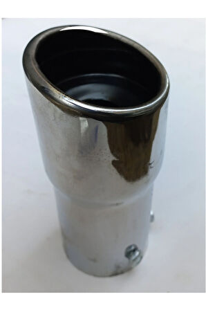 60 mm. Antipas iç kaplamalı önü kesik yuvarlak  ıslık sesli sök/tak vidalı nikelaj egzoz eksoz ucu