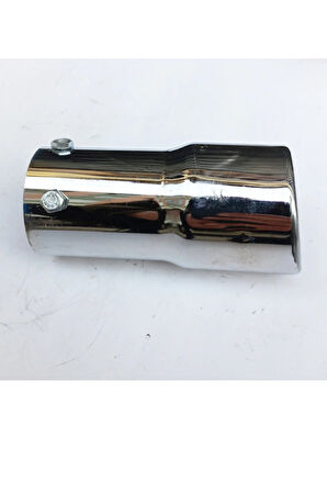 60 mm. Antipas iç kaplamalı önü kesik yuvarlak  ıslık sesli sök/tak vidalı nikelaj egzoz eksoz ucu