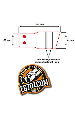 60 mm. Antipas iç kaplamalı önü kesik yuvarlak  ıslık sesli sök/tak vidalı nikelaj egzoz eksoz ucu