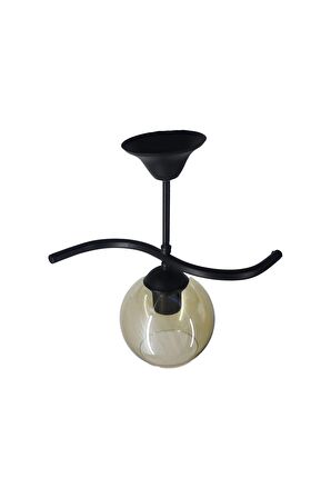Fuji Siyah Tekli Bal Camlı Avize | Kaliteli Modern Metal Avize