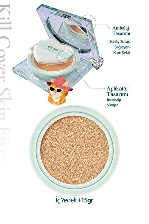 Özel Tasarım Gün Boyu Kalıcı Mat Cushion CLIO Kill Cover Skin Fixer Cushion 23NGinger Luxury Koshort