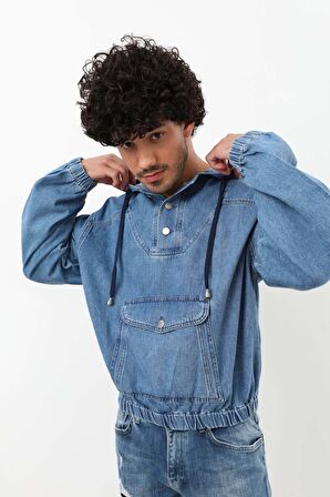 Erkek Jean Sweatshirt Mavi