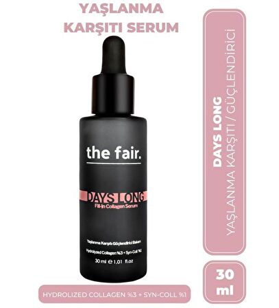 the fair. Days Long Fill-in Collagen Vegan Yaşlanma Karşıtı Peptit Cilt Serumu  %3 Hidrolize Kolajen 30 ml