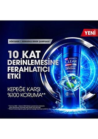 Clear Men Kepeğe Karşı Etkili Şampuan Cool Sport Menthol Ferahlatıcı Mentol Etkisi 350 Ml X3 Adet