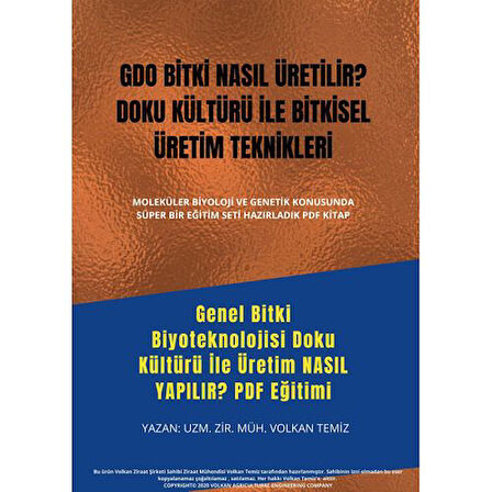 Genel Bitki Biyoteknolojisi Doku Kültürü İle Üretim NASIL YAPILIR? PDF Eğitimi EKİTAP KURS
