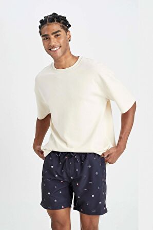 DeFacto Regular Fit Desenli File Astarlı Kısa Boy Deniz Şortu M8328AZ24HSNV100