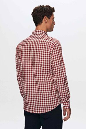 Ds Damat Slim Fit Bordo Kareli Ekoseli Gömlek 7HC02ORT09265 7HC02ORT09265