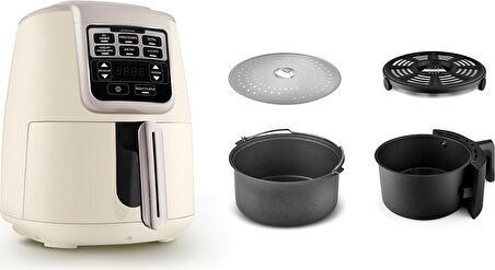 Karaca Air Pro Cook 3 In 1 Xl Ev Yemeği, Közleme, Sulu Yemek Tencereli Airfryer İconic Beige 4 Kişilik