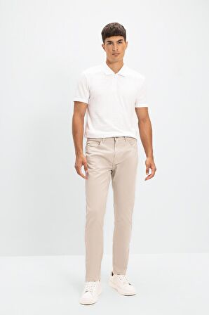 DeFacto Chino Kanvas Pantolon Slim Fit Dar Kesim Pamuklu Esnek Dar Paça C9441AX24AUBG170