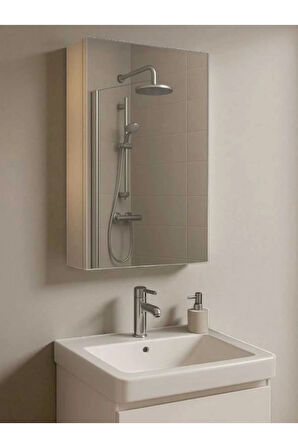 Aynalı Banyo Dolabı Tek Kapaklı 60X40X15 cm