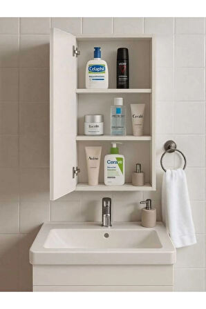 Aynalı Banyo Dolabı Tek Kapaklı 60X40X15 cm