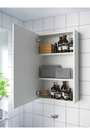 Aynalı Banyo Dolabı Tek Kapaklı 60X40X15 cm