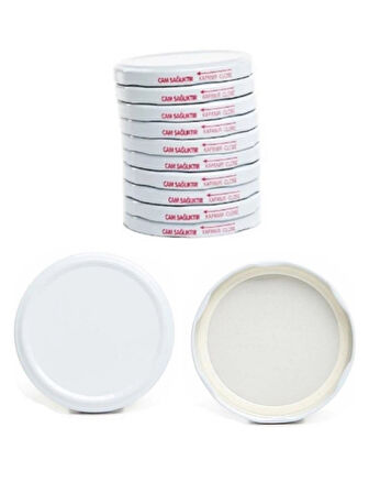 Kavanoz Kapağı 82mm 10'lu Paket Beyaz Renk Vakumlu Konserve Kapağı