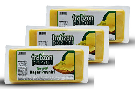 Trabzon Yöresel Taze Kaşar Peynir 3x600 Gr