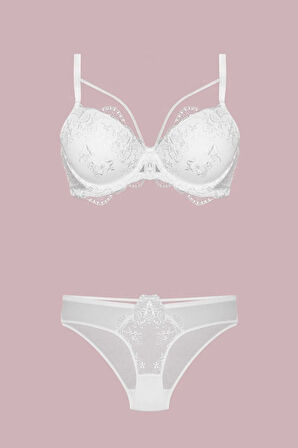 Kadın Kırmızı Balenli Destekli Sütyen Takım