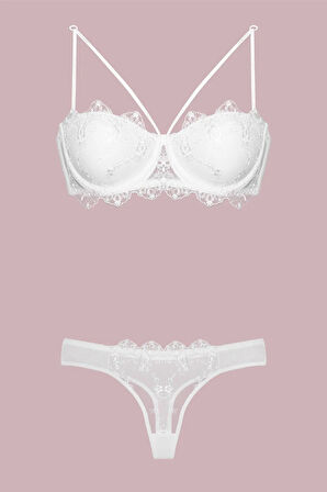 Kadın Destekli Ipli Kırmızı Straplez Sütyen Takımı