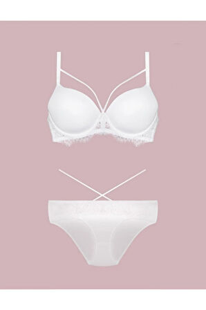 Kadın Siyah Desteksiz Balenli Sütyen Takım