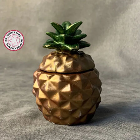 Uretti - Hülya 6683 - El Yapımı Ananas Şeklinde Kapaklı Dekoratif Obje / Takı Kutusu