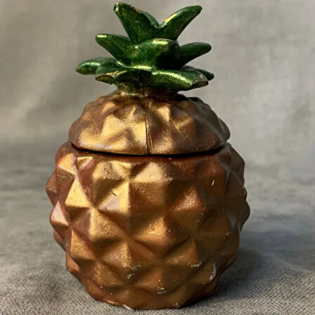 Uretti - Hülya 6683 - El Yapımı Ananas Şeklinde Kapaklı Dekoratif Obje / Takı Kutusu