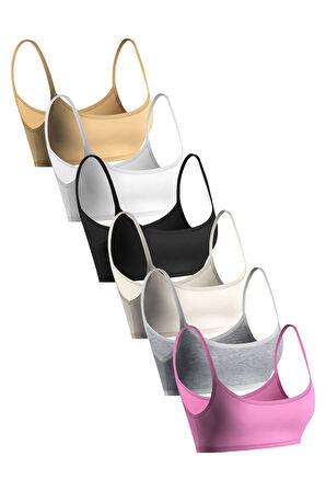 Öts Premium 6’lı Kız Çocuk Alıştırma Sütyen - Hediye Kutulu, Pamuklu Kumaş, Ultra Yumuşak, Esnek ve 