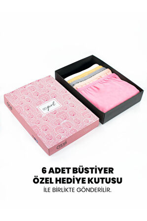 Öts Premium 6’lı Kız Çocuk Alıştırma Sütyen - Hediye Kutulu, Pamuklu Kumaş, Ultra Yumuşak, Esnek ve 