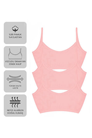 Öts Premium 6’lı Kız Çocuk Alıştırma Sütyen - Hediye Kutulu, Pamuklu Kumaş, Ultra Yumuşak, Esnek ve 