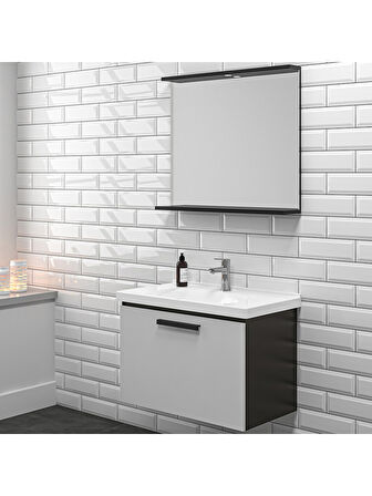 Kale Gris Banyo Dolabı Takımı 80 cm Siyah-Gri