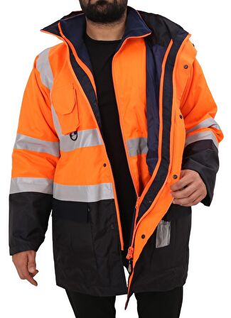 KKDAVM BESTGUARD İŞÇİ PARKASI YÜKSEK GÖRÜNÜMLÜ 5+1 PARKA - ÇOK KULLANIŞLI CEKET MONT PARKA