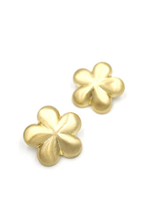 Metal Çiçek Küpe - Altın