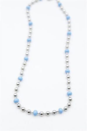 Turkuaz Boncuk Kolye - Gümüş