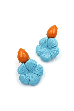 Çiçek Küpe - Turkuaz