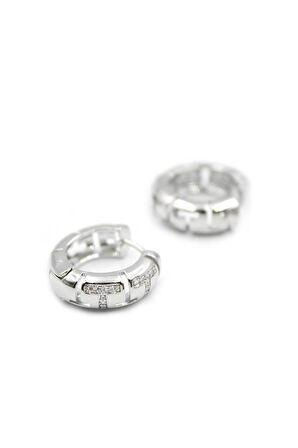 Taşlı Halka Küpe - Gümüş