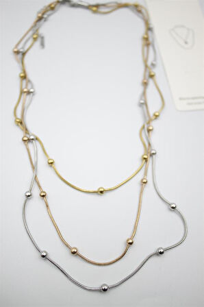 Çoklu Zincir Toplu Çelik Kolye - ÇOK RENKLİ