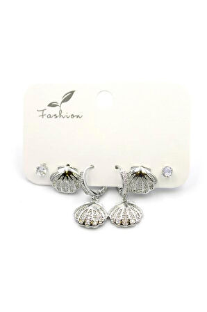 Çoklu Deniz Kabuğu Küpe - Gümüş