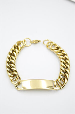 Plaka Zincir Bileklik - Altın