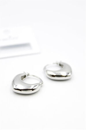 Oval Halka Küpe - Gümüş