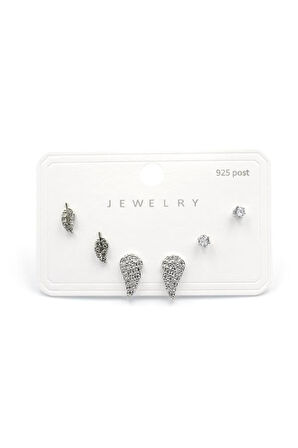 Çoklu Taşlı Küpe - Gümüş