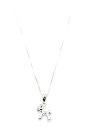 Peluş At Figürü Kolye - Gümüş