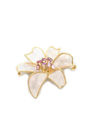 Çiçek Broş - Beyaz